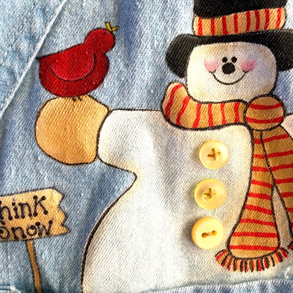 ⛄️VTG 80/90s snowman button down Henley shirt - Picture 3 of 8